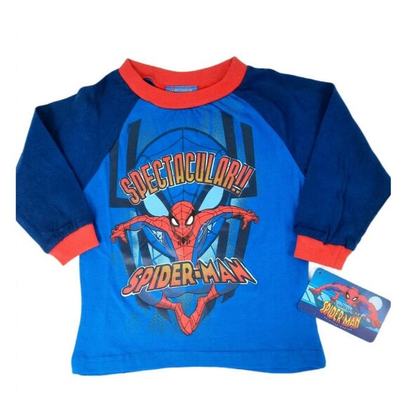 Spider-Man Pajama Set Boys 2T Blue Cotton Long Sleeve 2-Piece Marvel NWT - Picture 5 of 11